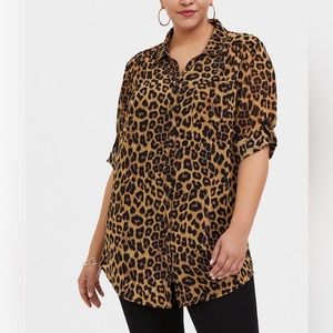 Torrid Chiffon Collard Botton-down Tunic